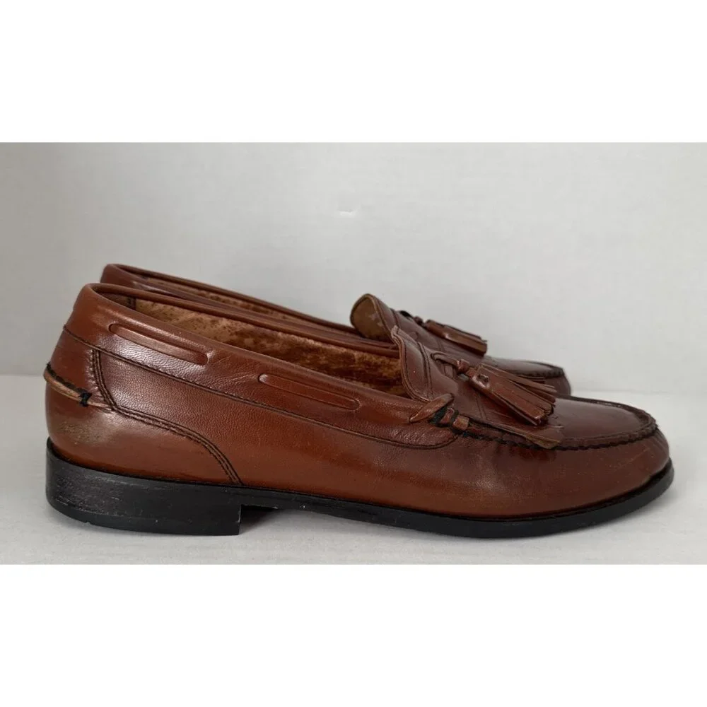 French Shriner‎ Brown Tassel Loafers 10.5 M Drexel Leather Comfort Casual Dress